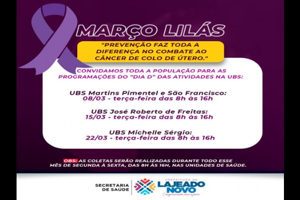 Campanha de prevenção: Março lilás